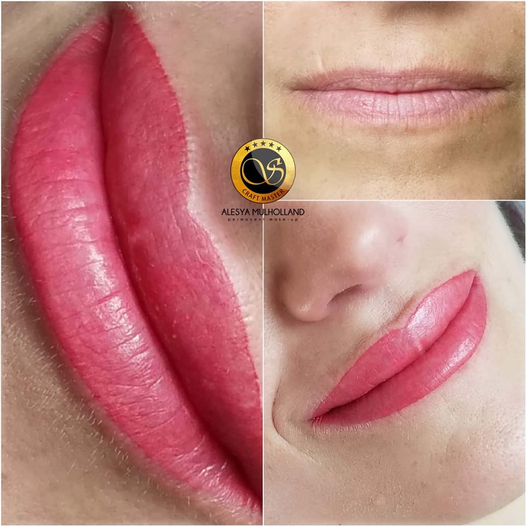 lips with red permanent makeup